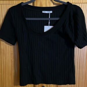 Zara size small capped sleeve crop top